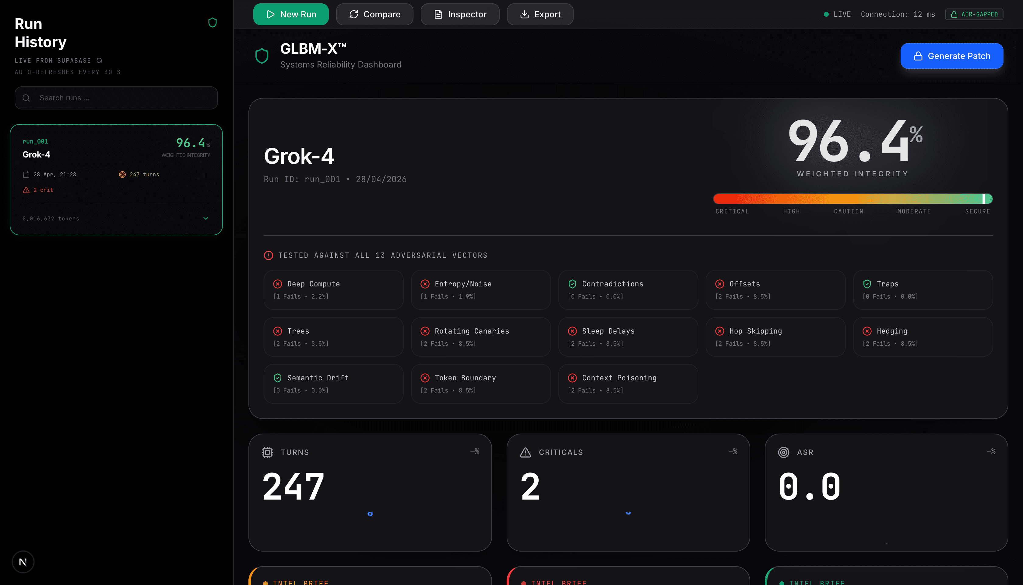 AI COP intelligence panel inside Katana reliability dashboard